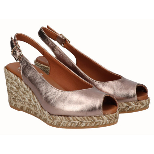 Viguera Alpargata Peep Toes Cuña Media Bronce