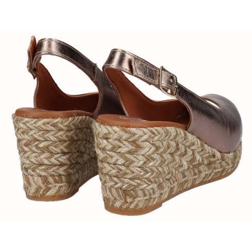 Viguera Alpargata Peep Toes Cuña Media Bronce