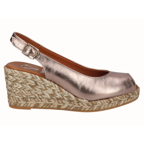 viguera Alpargata Peep Toes Cuña Media Bronce