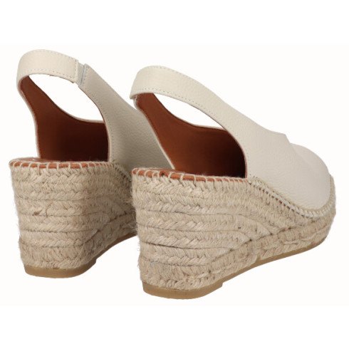 Viguera Alpargata Peep Toes Cuña Media Crema