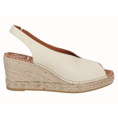 Viguera Alpargata Peep Toes Cuña Media Crema