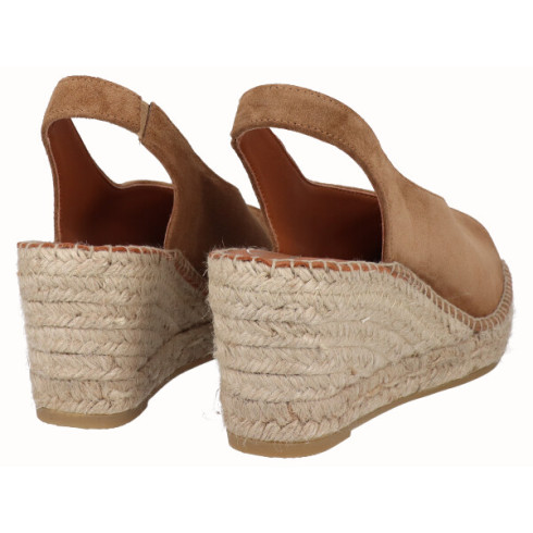 Viguera Alpargata Peep Toes Cuña Media Cuero