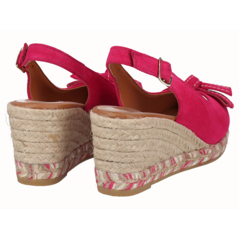 Viguera Alpargata Peep Toes Cuña Media Fuxia