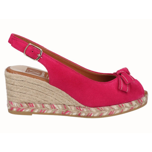 viguera Alpargata Peep Toes Cuña Media Fuxia
