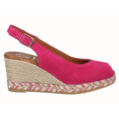 viguera Alpargata Peep Toes Cuña Media Fuxia