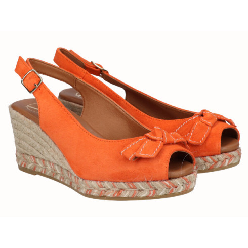 Viguera Alpargata Peep Toes Cuña Media Naranja