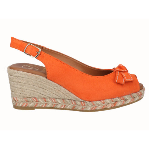 Viguera Alpargata Peep Toes Cuña Media Naranja