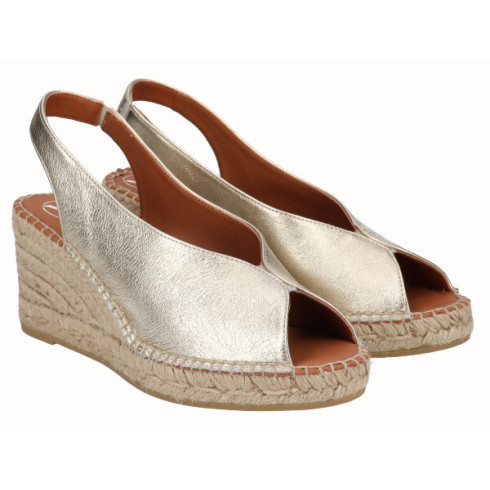 Viguera Alpargata Peep Toes Cuña Media Oro