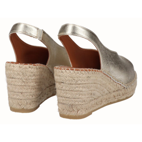 Viguera Alpargata Peep Toes Cuña Media Oro