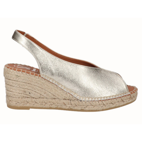 viguera Alpargata Peep Toes Cuña Media Oro