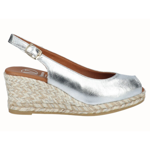 viguera Alpargata Peep Toes Cuña Media Plata
