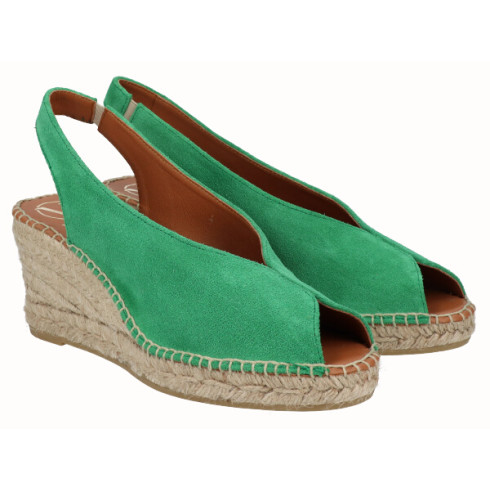 Viguera Alpargata Peep Toes Cuña Media Verde