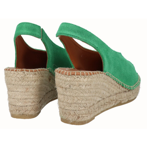 Viguera Alpargata Peep Toes Cuña Media Verde