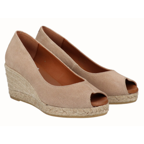 Viguera Alpargata Peep Toes Cuña Media Yute Beig
