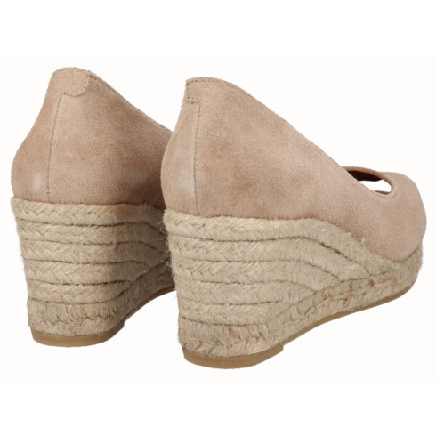 Viguera Alpargata Peep Toes Cuña Media Yute Beig