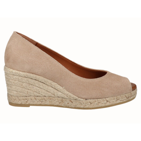 Viguera Alpargata Peep Toes Cuña Media Yute Beig