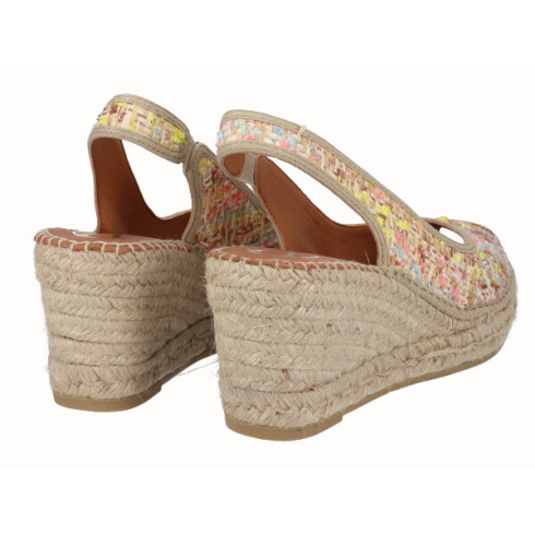 Viguera Alpargata Peep Toes Cuña Media Yute Multi