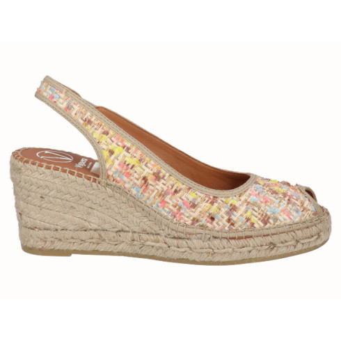Viguera Alpargata Peep Toes Cuña Media Yute Multi
