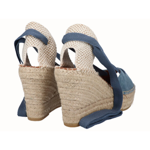 Viguera Alpargata Peep Toes Cuña Yute Jeans Cintas