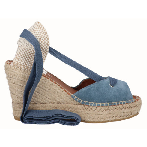 Viguera Alpargata Peep Toes Cuña Yute Jeans Cintas