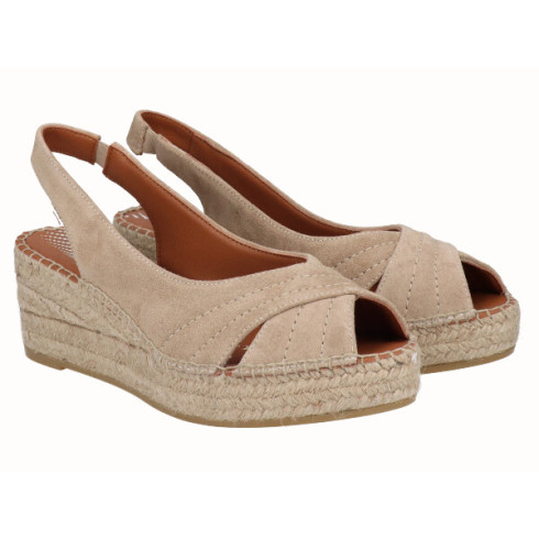 Viguera Alpargata Peep Toes Cuña YuteFlex Beig