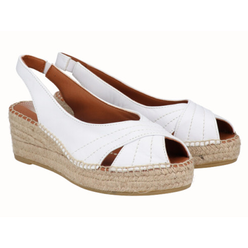 Viguera Alpargata Peep Toes Cuña YuteFlex Blanco