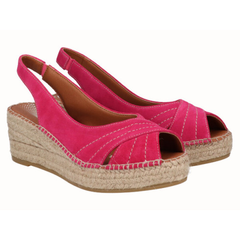 Viguera Alpargata Peep Toes Cuña YuteFlex Fuxia