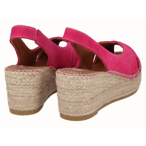 Viguera Alpargata Peep Toes Cuña YuteFlex Fuxia