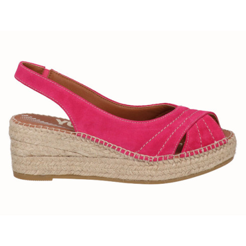 Viguera Alpargata Peep Toes Cuña YuteFlex Fuxia