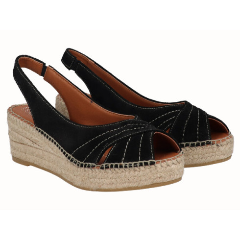 Viguera Alpargata Peep Toes Cuña YuteFlex Negro