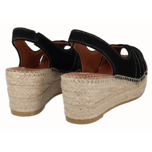 Viguera Alpargata Peep Toes Cuña YuteFlex Negro