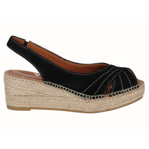 viguera Alpargata Peep Toes Cuña YuteFlex Negro