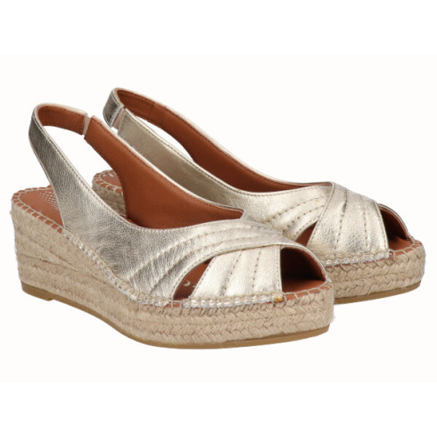 Viguera Alpargata Peep Toes Cuña YuteFlex Oro