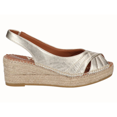 viguera Alpargata Peep Toes Cuña YuteFlex Oro