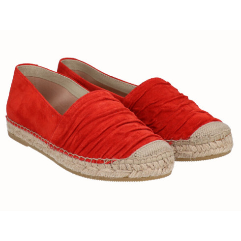Viguera Alpargata Plana Cásica Yute Piel Rojo