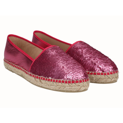 viguera Alpargata Plana Clásica Lentejuelas Fuxia