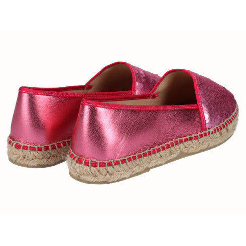 viguera Alpargata Plana Clásica Lentejuelas Fuxia