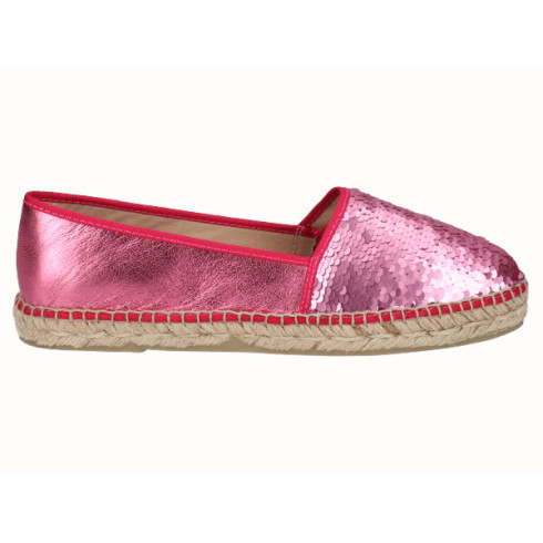 viguera Alpargata Plana Clásica Lentejuelas Fuxia