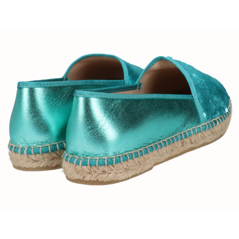 Viguera Alpargata Plana Clásica Lentejuelas Verde
