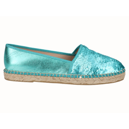 Viguera Alpargata Plana Clásica Lentejuelas Verde