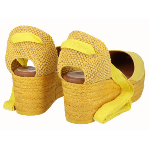 Viguera Alpargata Plataforma Yute Amarillo Cintas
