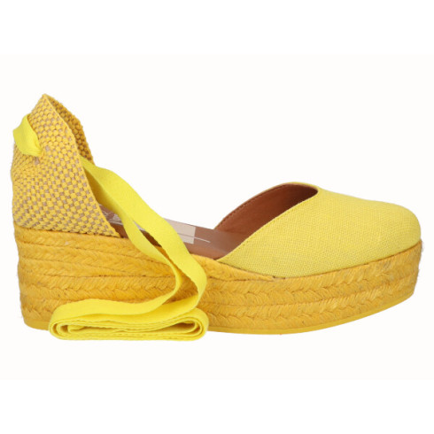 viguera Alpargata Plataforma Yute Amarillo Cintas
