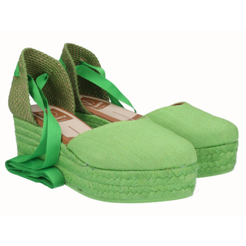 Viguera Alpargata Plataforma Yute Pistacho Cintas