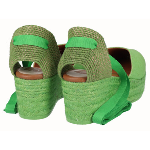 Viguera Alpargata Plataforma Yute Pistacho Cintas