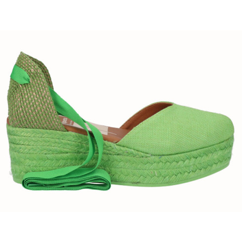 viguera Alpargata Plataforma Yute Pistacho Cintas