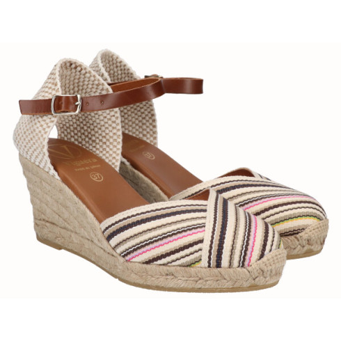 Viguera Alpargata Valencia Cuña Media Rayas Arena