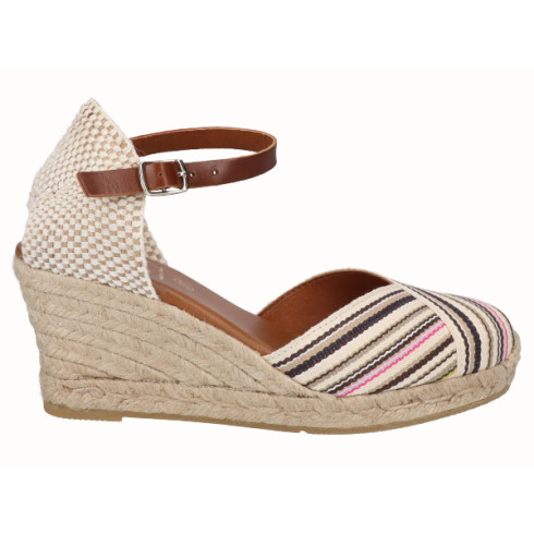 Viguera Alpargata Valencia Cuña Media Rayas Arena