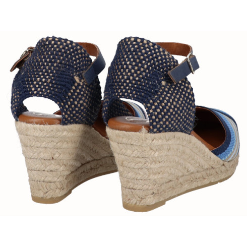 Viguera Alpargata Valencia Cuña Media Rayas Marino