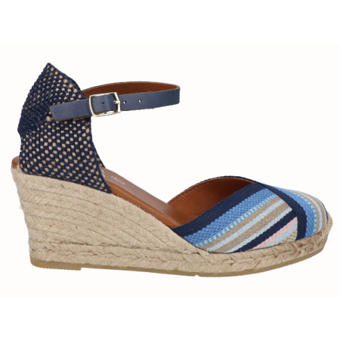 viguera Alpargata Valencia Cuña Media Rayas Marino