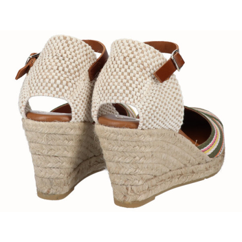 Viguera Alpargata Valencia Cuña Media Rayas Verde